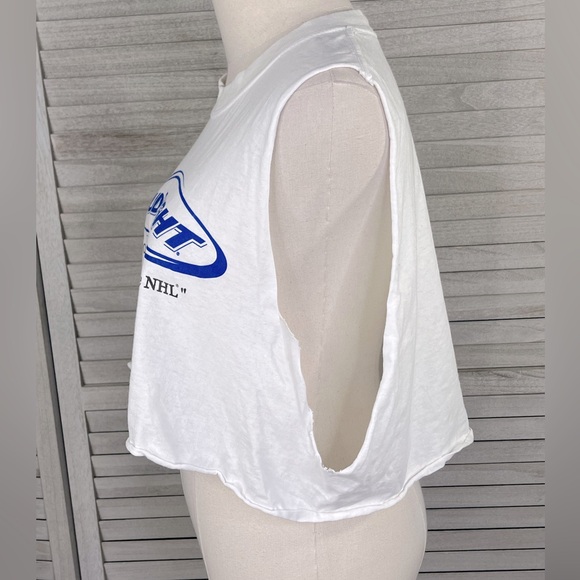 GILDAN Vintage Y2K Bud Light/NHL Upcycled Cropped Sleeveless Tee-XL - Picture 3 of 4